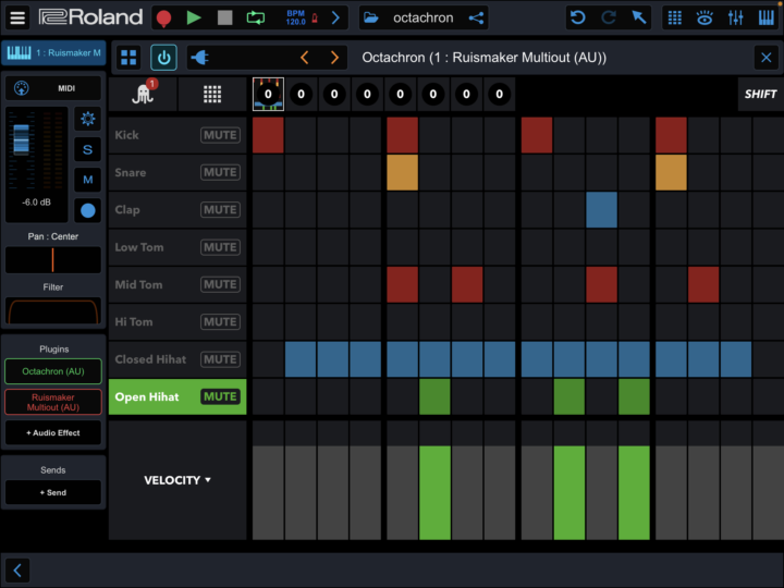 Subtracks en Roland Zenbeats con Ruismaker multiout + Octachron